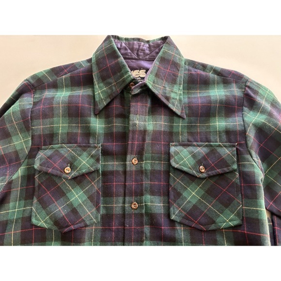 Black Watch Tartan plaid 100%Wool Men's Size‎ Med Shirt Outlander  Grandpa Core - Picture 4 of 8